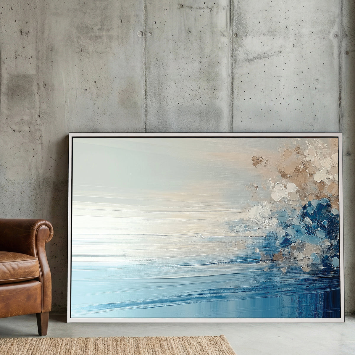Misty lake landscape wall art with mountains and fog