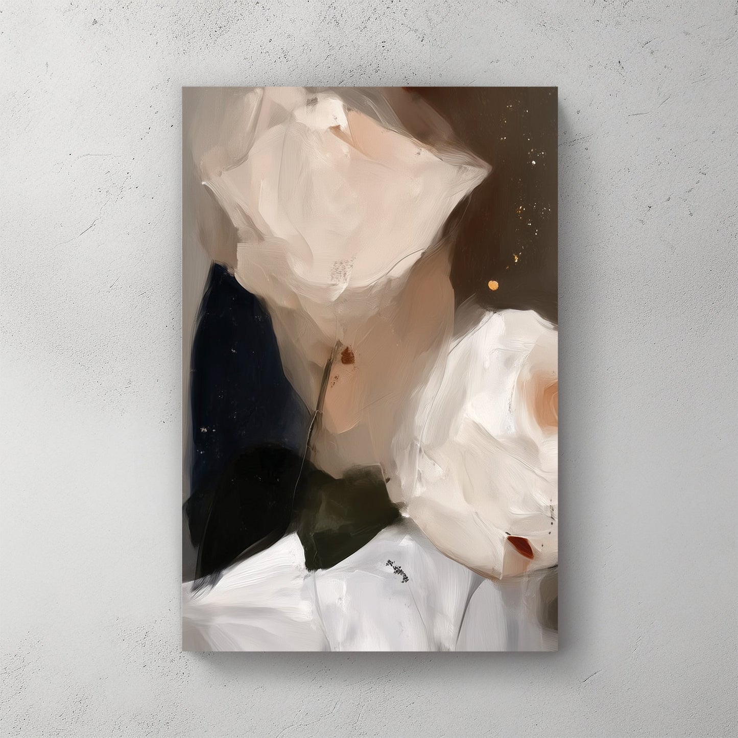 Watercolour painting of soft white roses with peach accents