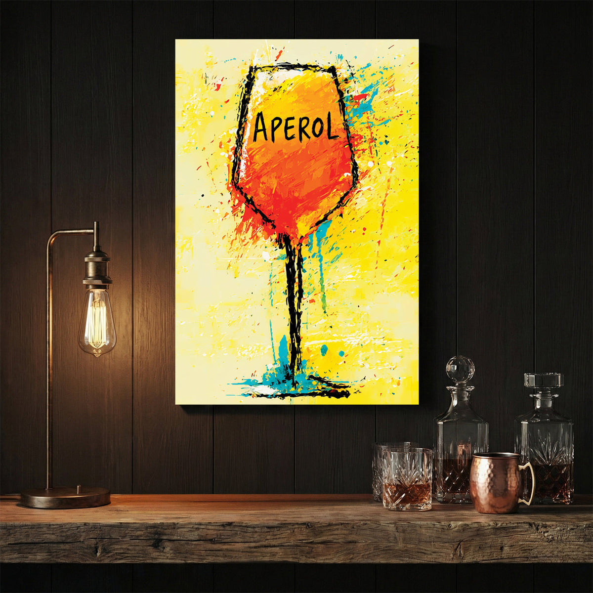 Aperol Spritz pop art wall art print with bold colours
