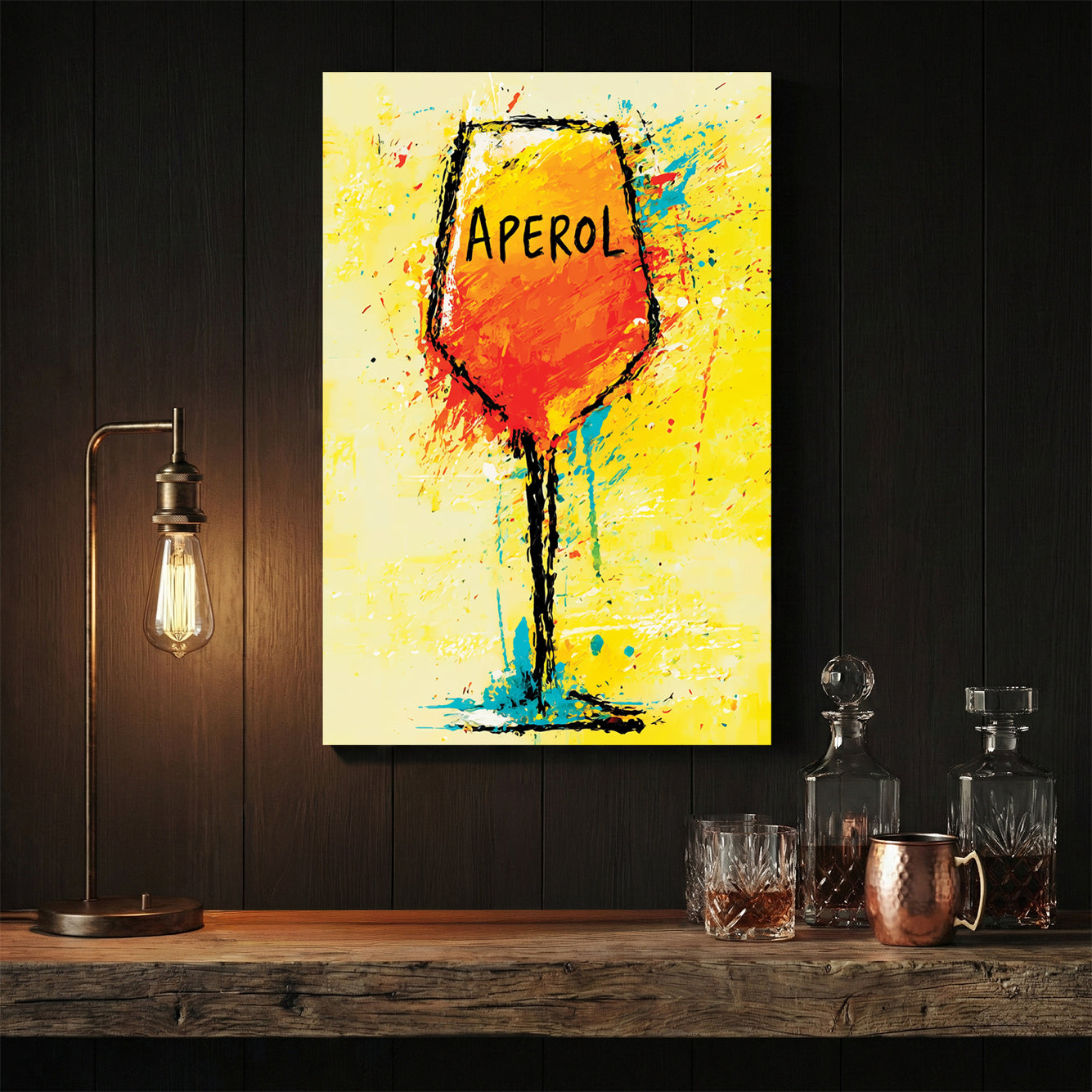 Aperol Spritz pop art wall art print with bold colours