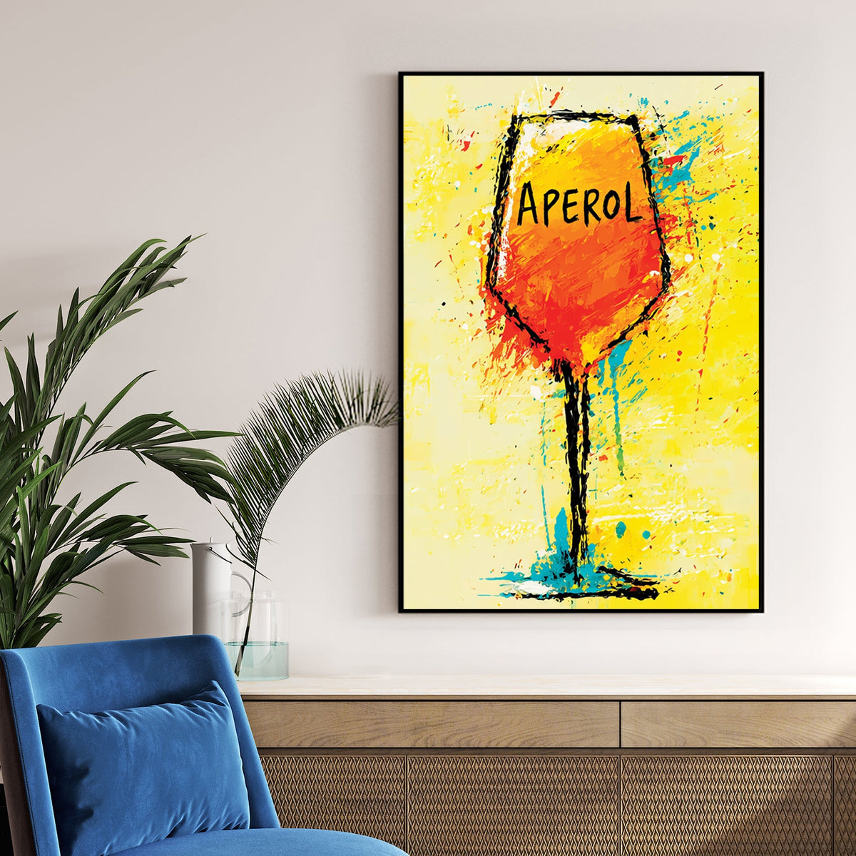 Aperol Spritz pop art wall art print with bold colours