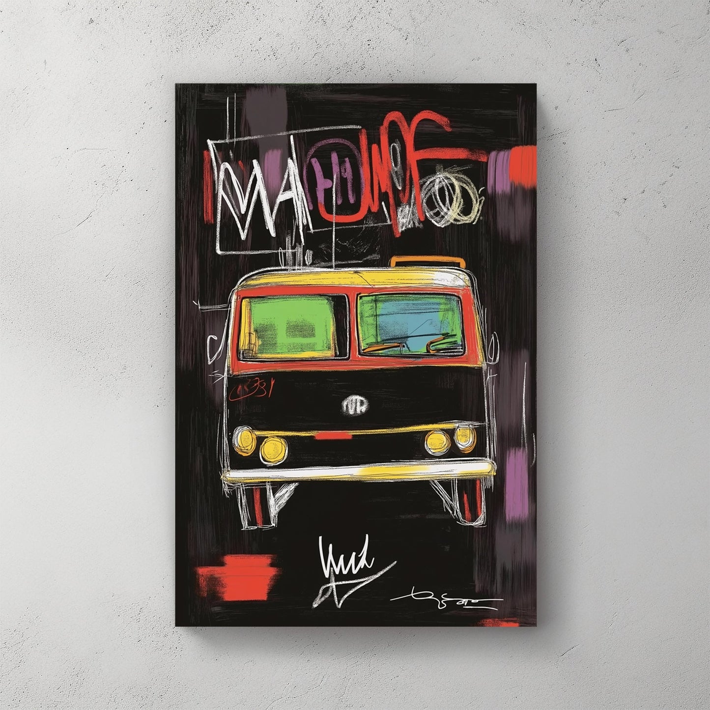 Vintage Volkswagen van graffiti street art wall art print