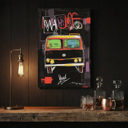 Vintage Volkswagen van graffiti street art wall art print