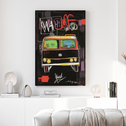 Vintage Volkswagen van graffiti street art wall art print