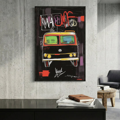 Vintage Volkswagen van graffiti street art wall art print