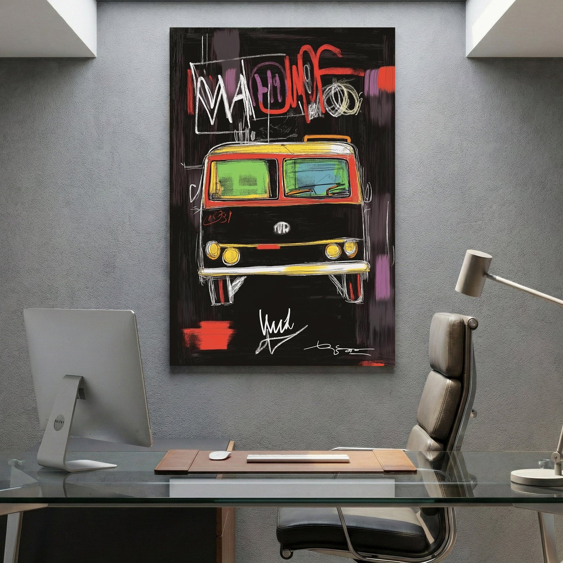 Vintage Volkswagen van graffiti street art wall art print