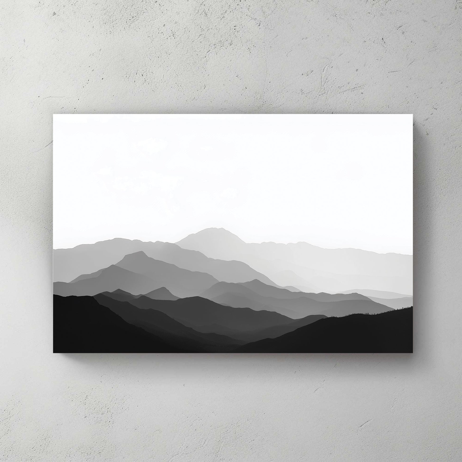 Mountain range minimal monochrome wall art in grey tones