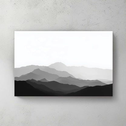 Mountain range minimal monochrome wall art in grey tones