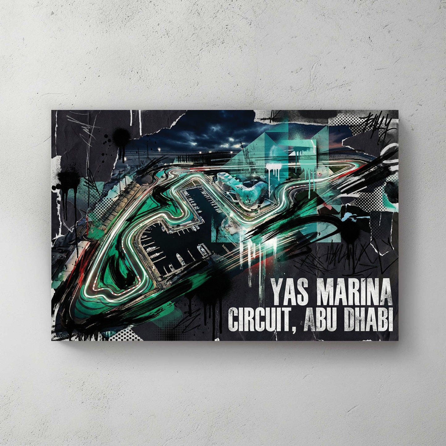 Yas Marina Circuit Abu Dhabi racing track modern art illustration