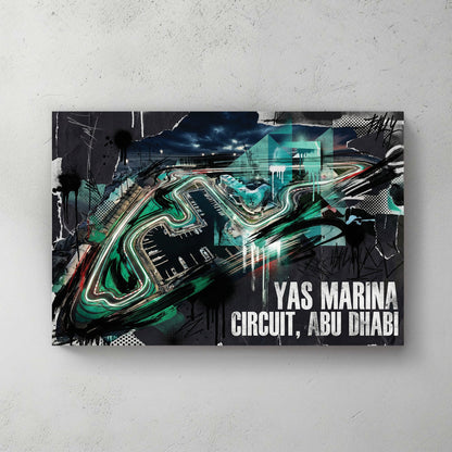 Yas Marina Circuit Abu Dhabi racing track modern art illustration