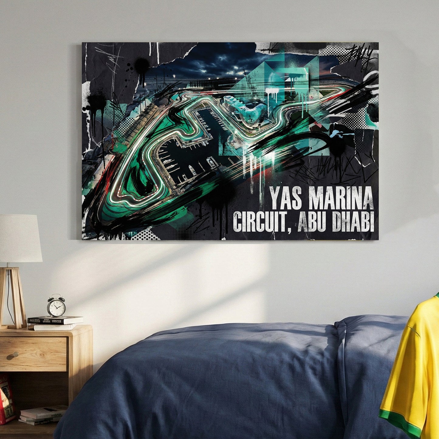 Yas Marina Circuit Abu Dhabi racing track modern art illustration