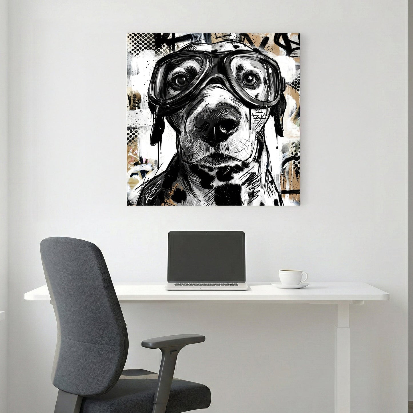 Dog wearing glasses sketch street art urban illustration