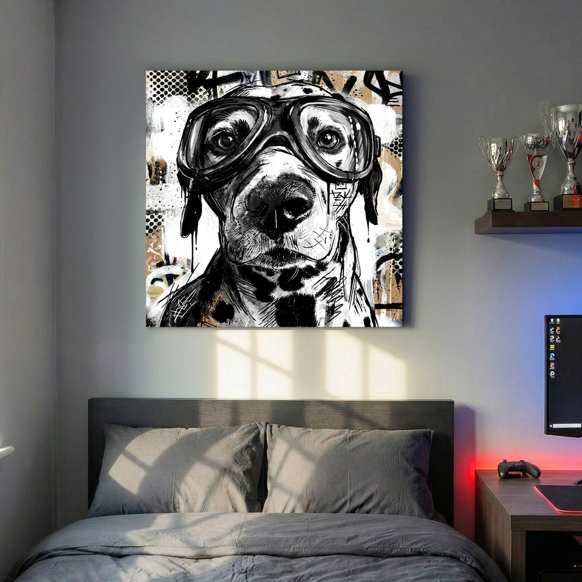 Dog wearing glasses sketch street art urban illustration
