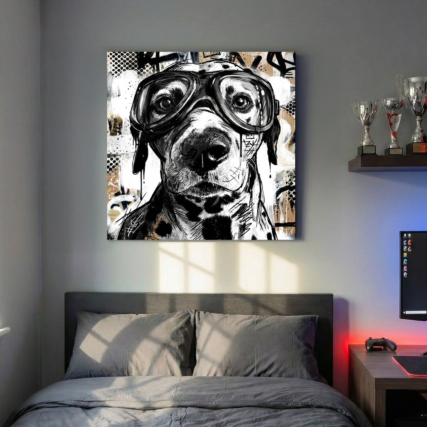 Dog wearing glasses sketch street art urban illustration