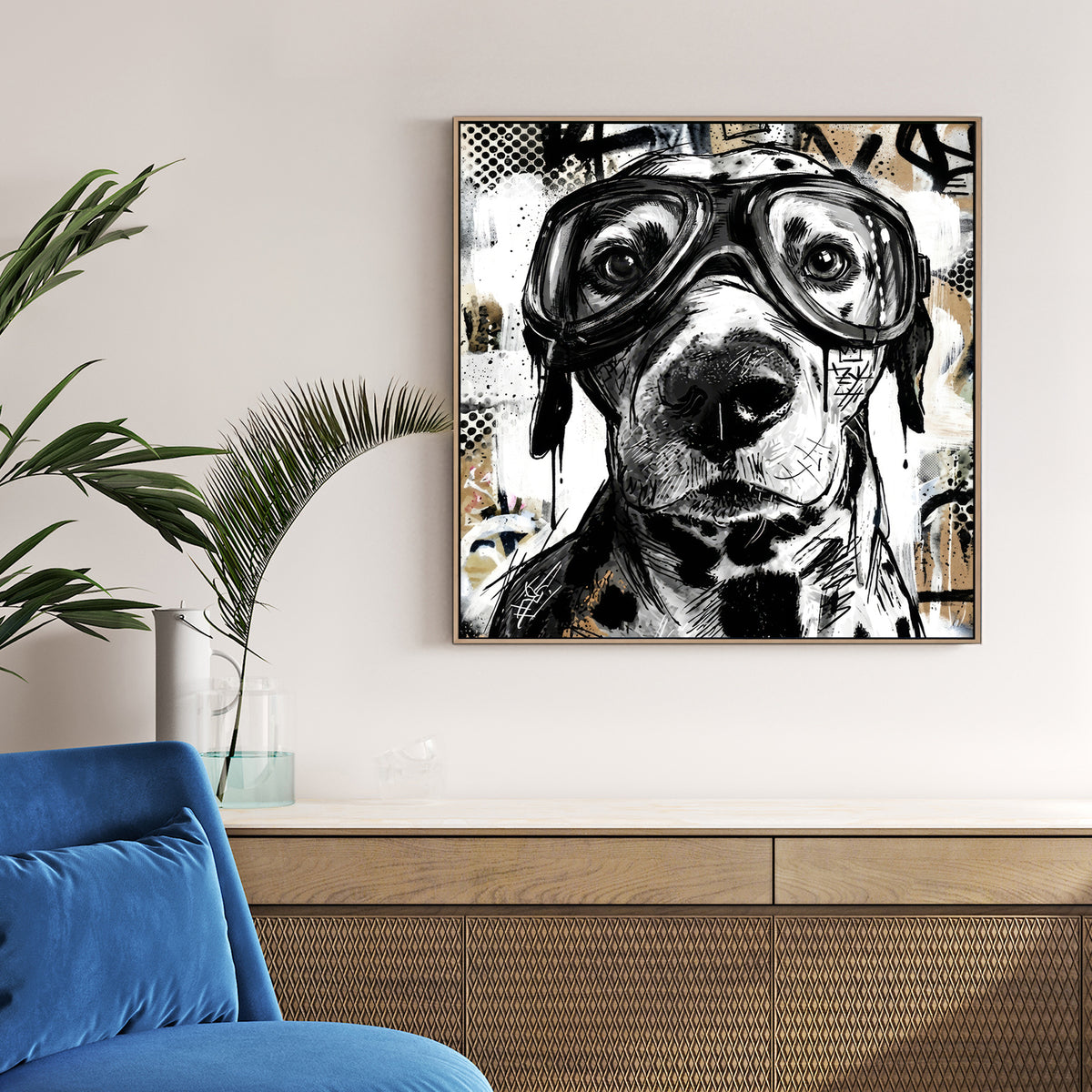 Dog wearing glasses sketch street art urban illustration
