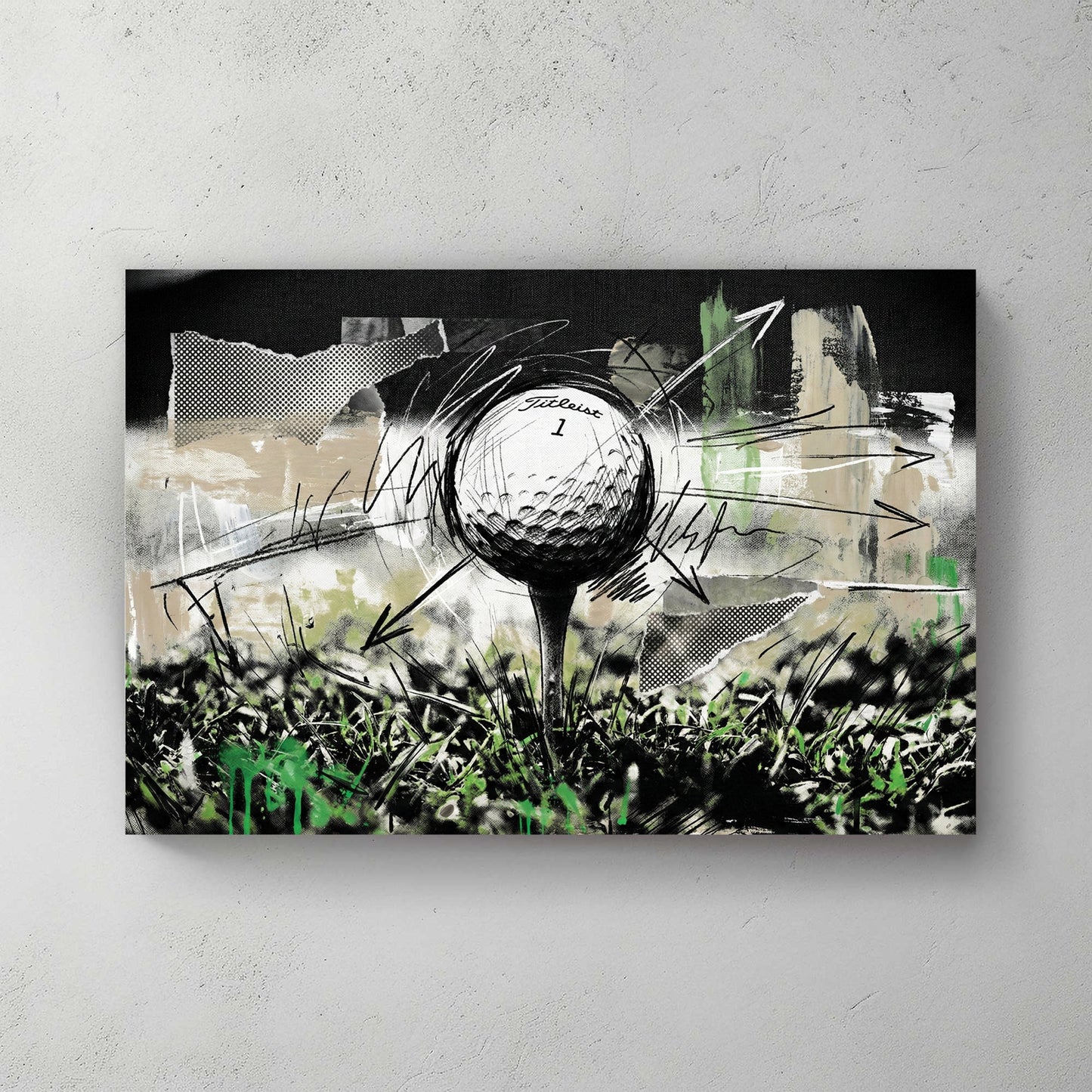 Golf ball tee fairway sketch sport wall art print