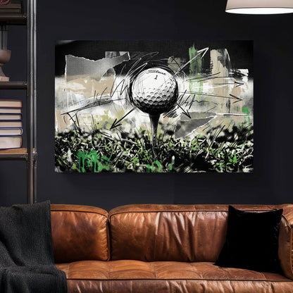 Golf ball tee fairway sketch sport wall art print