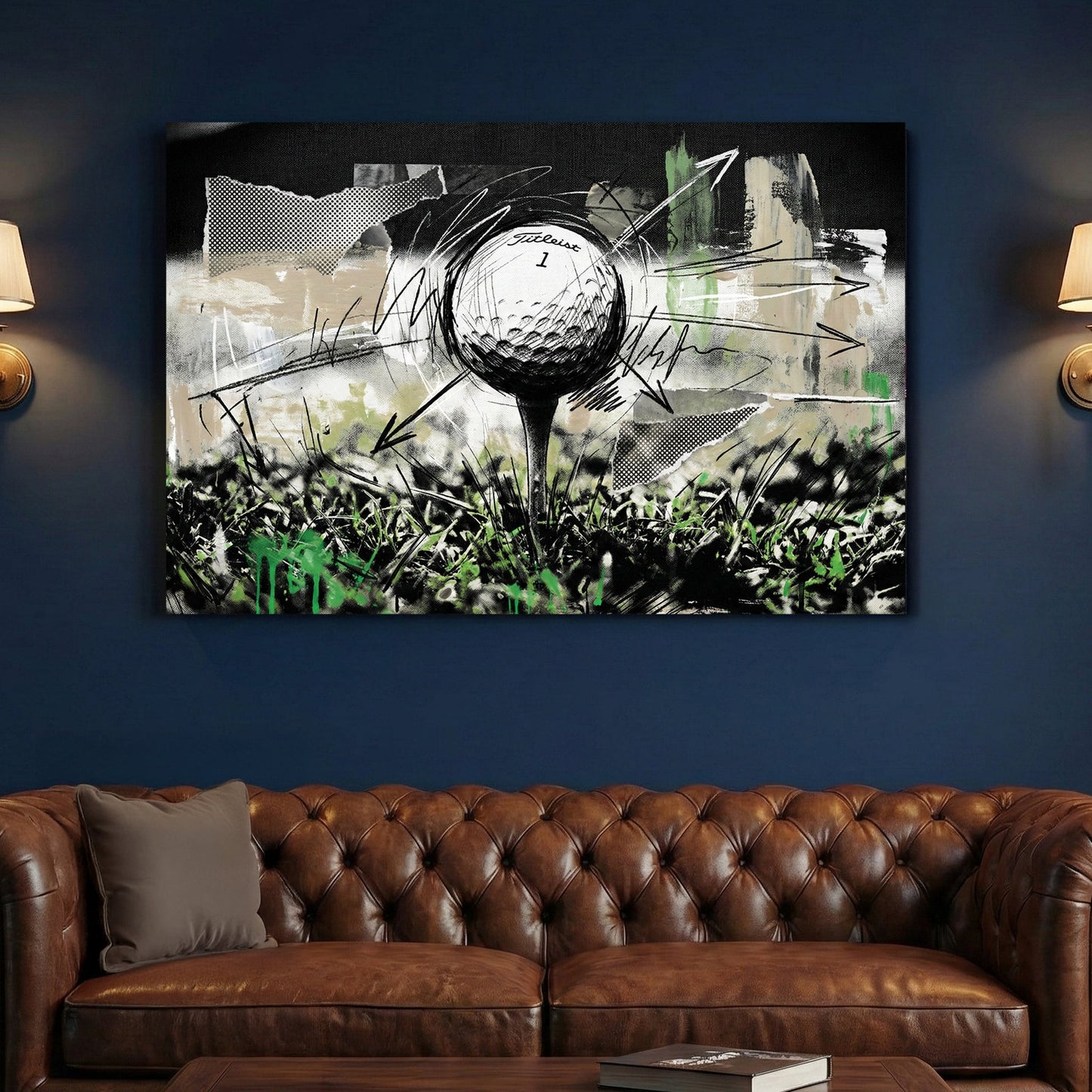 Golf ball tee fairway sketch sport wall art print