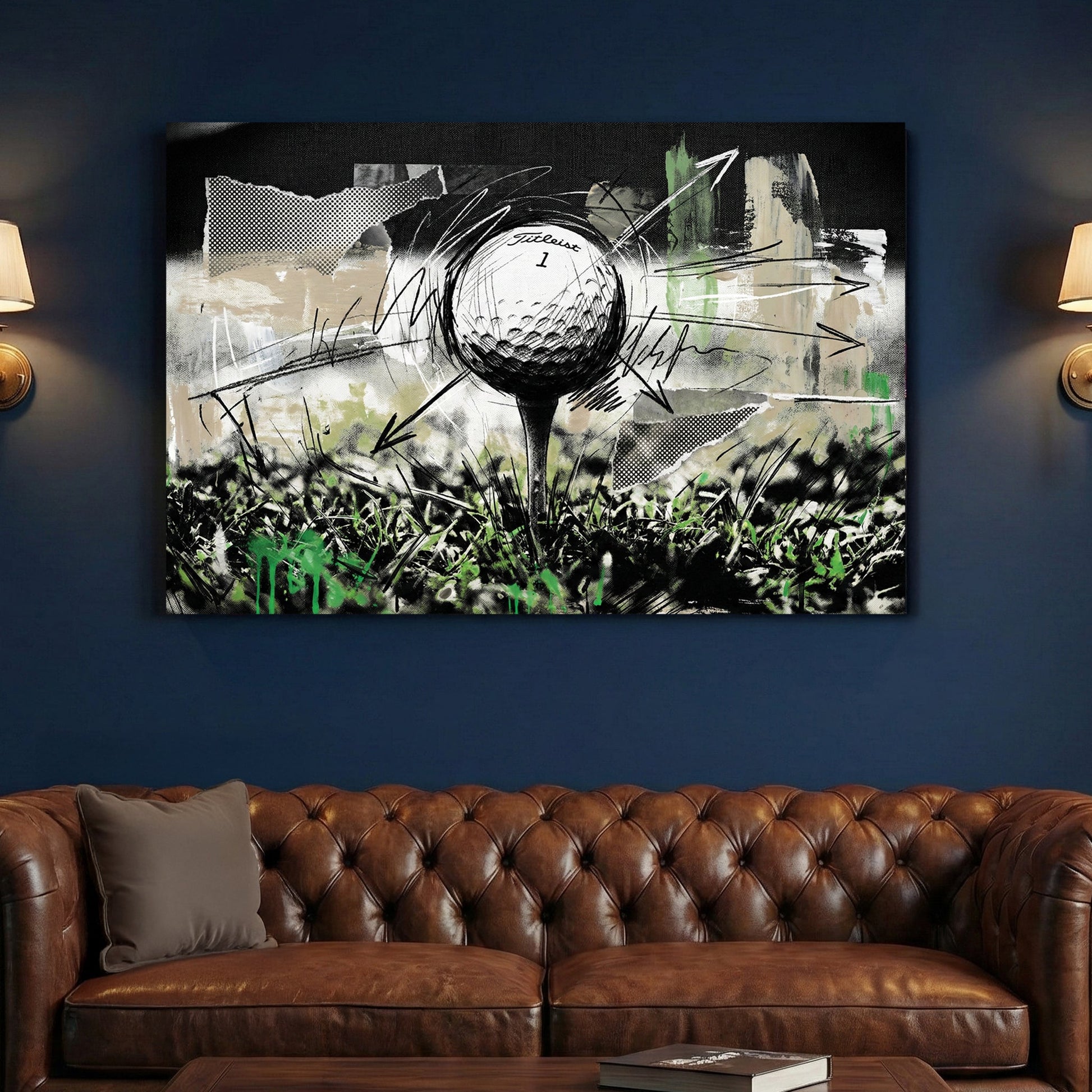 Golf ball tee fairway sketch sport wall art print