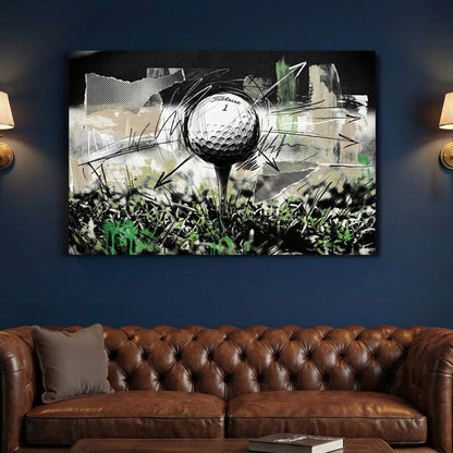 Golf ball tee fairway sketch sport wall art print