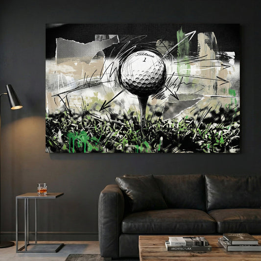 Golf ball tee fairway sketch sport wall art print