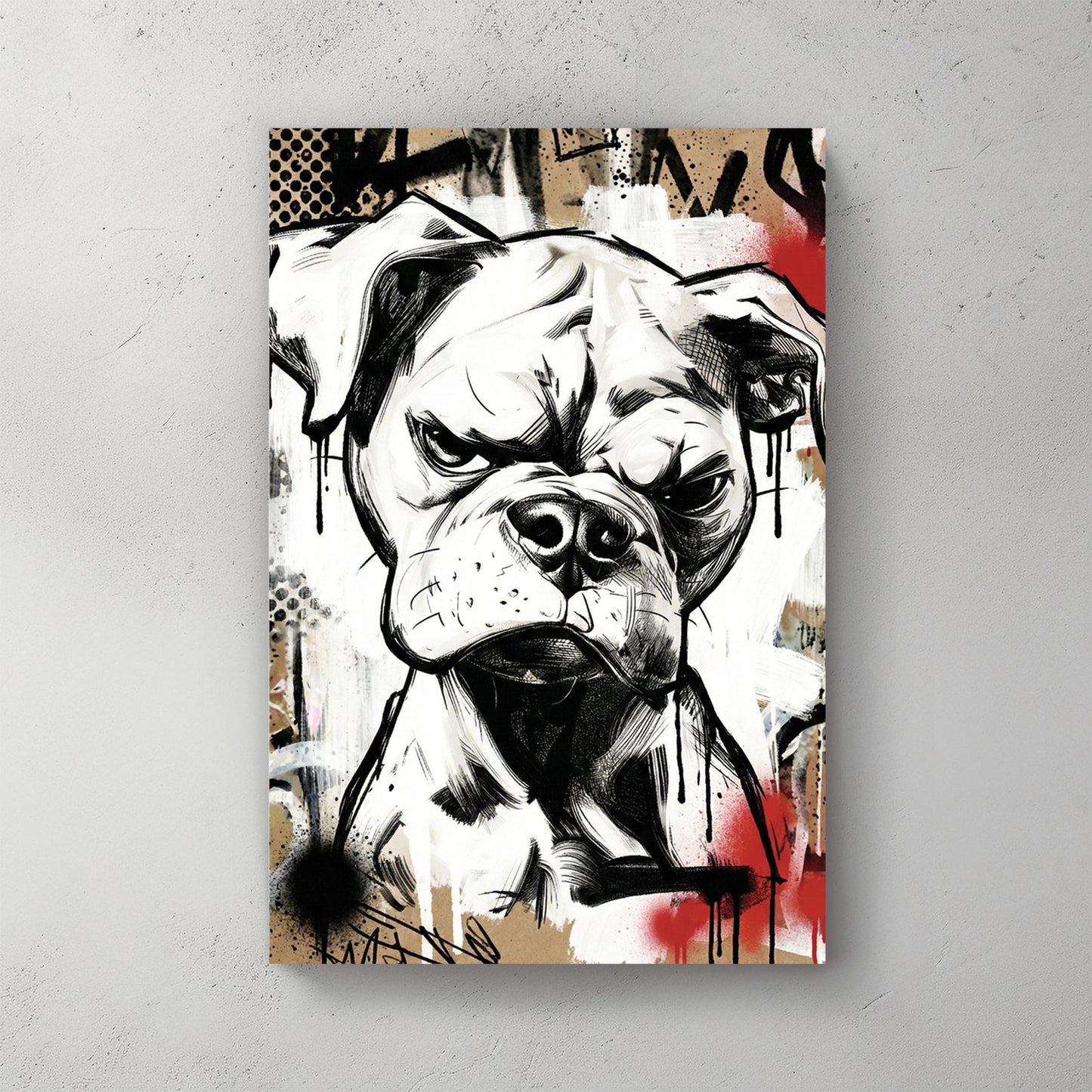 Bulldog sketch street art wall art print