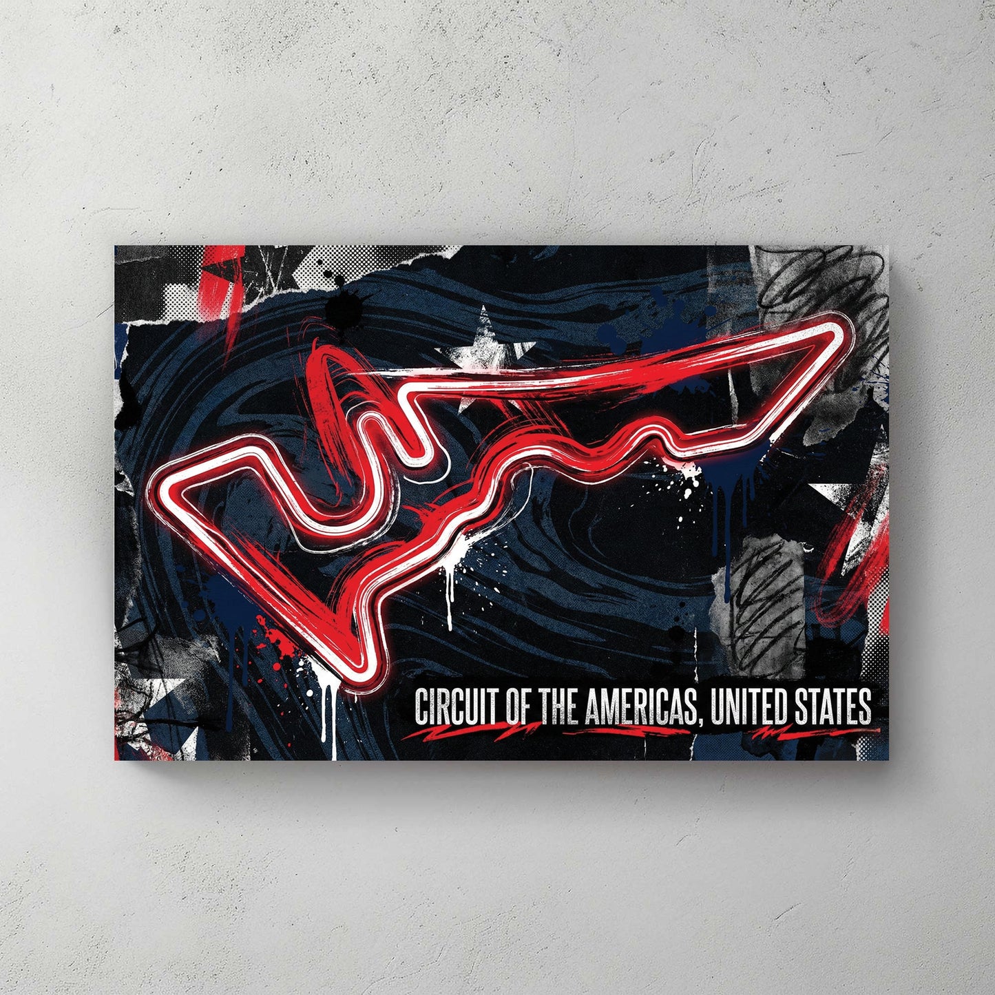 Circuit of the Americas racing track neon wall art print