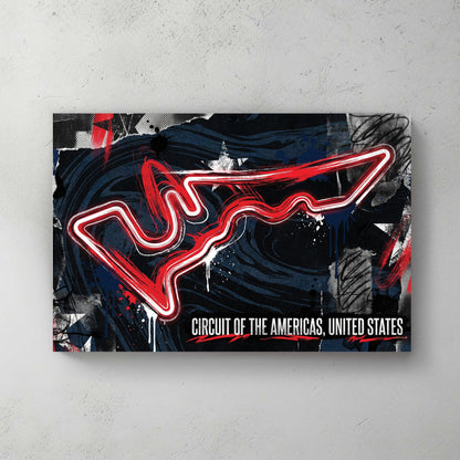 Circuit of the Americas racing track neon wall art print