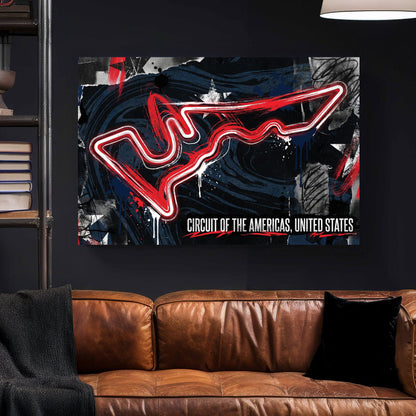 Circuit of the Americas racing track neon wall art print