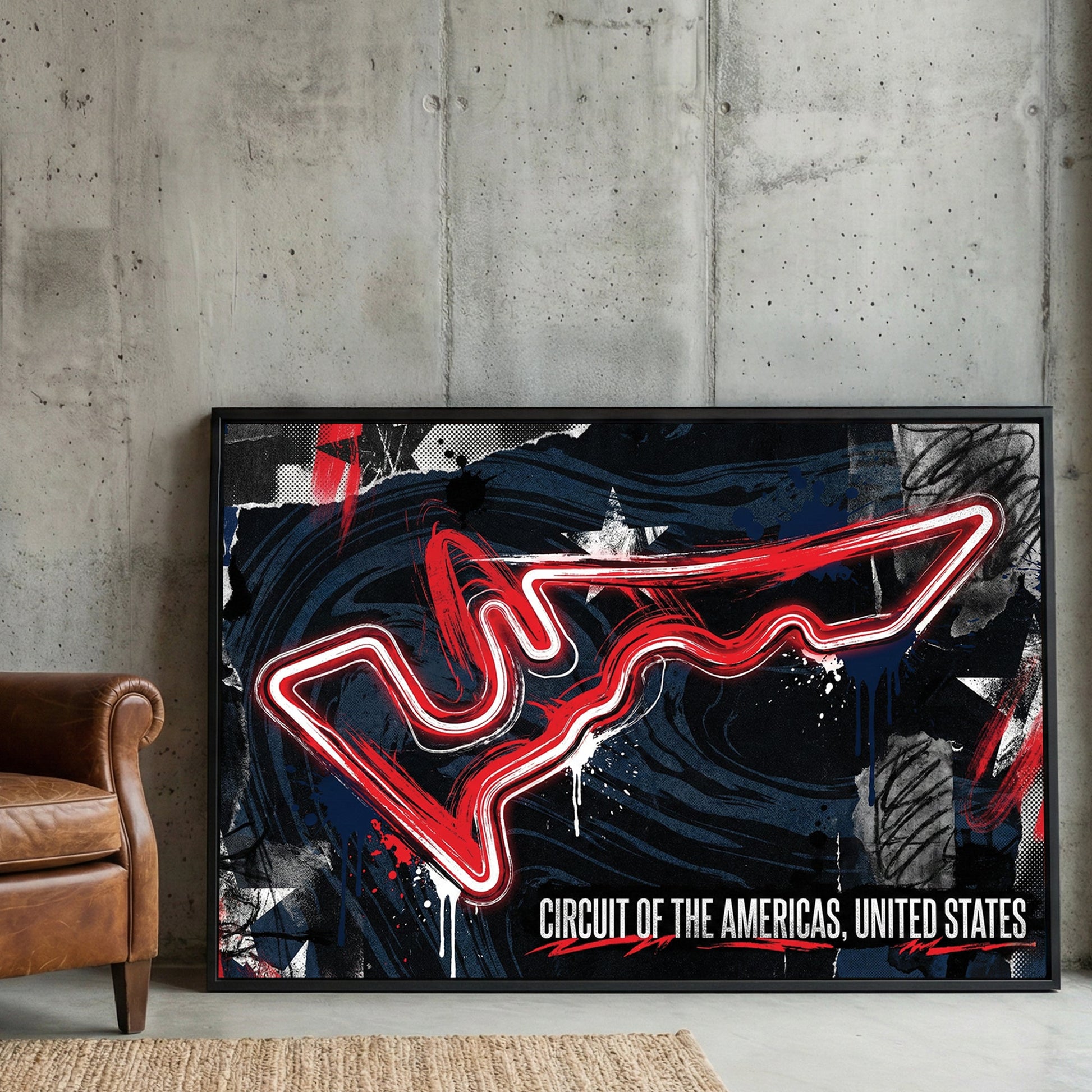 Circuit of the Americas racing track neon wall art print