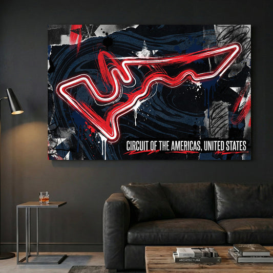 Circuit of the Americas racing track neon wall art print