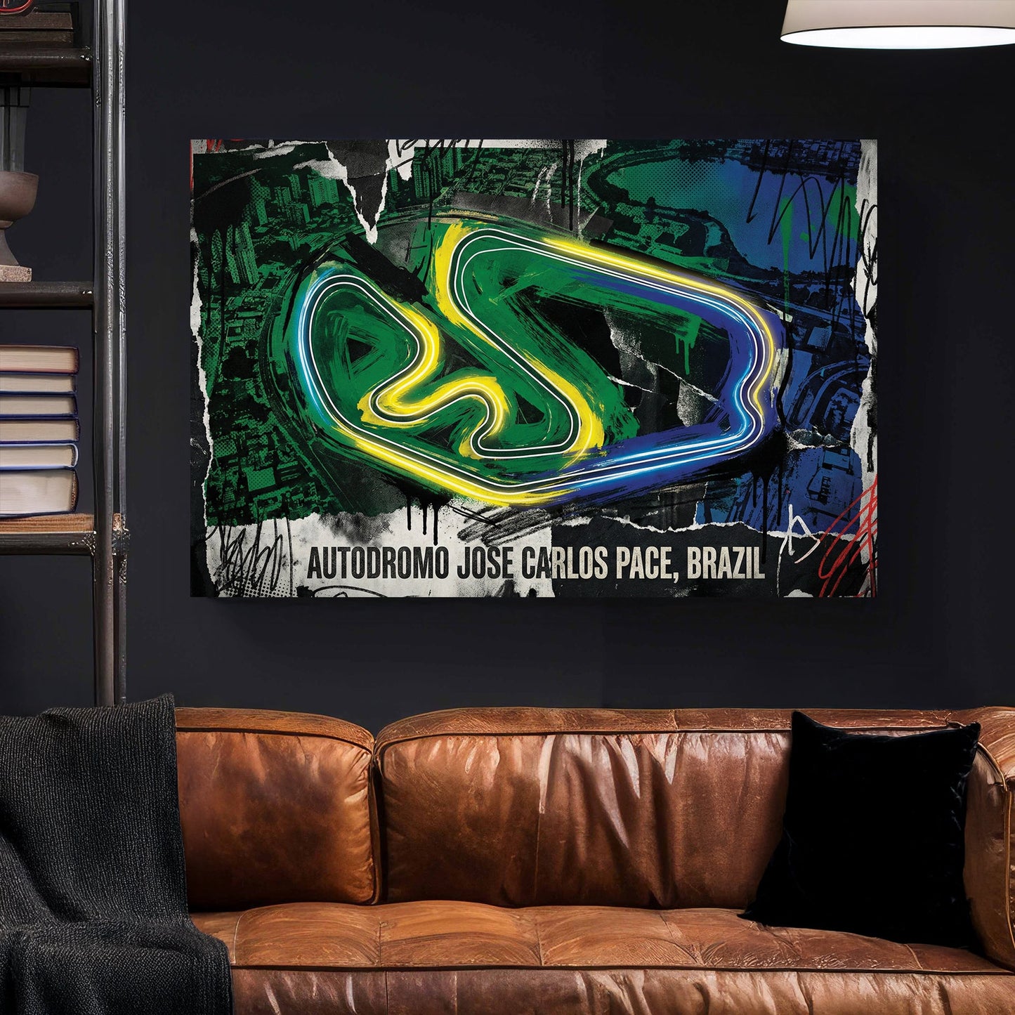Interlagos racing track neon wall art print