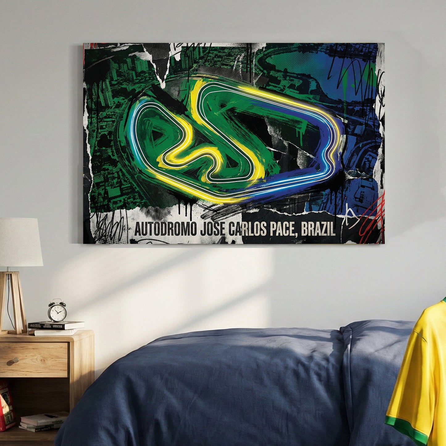 Interlagos racing track neon wall art print