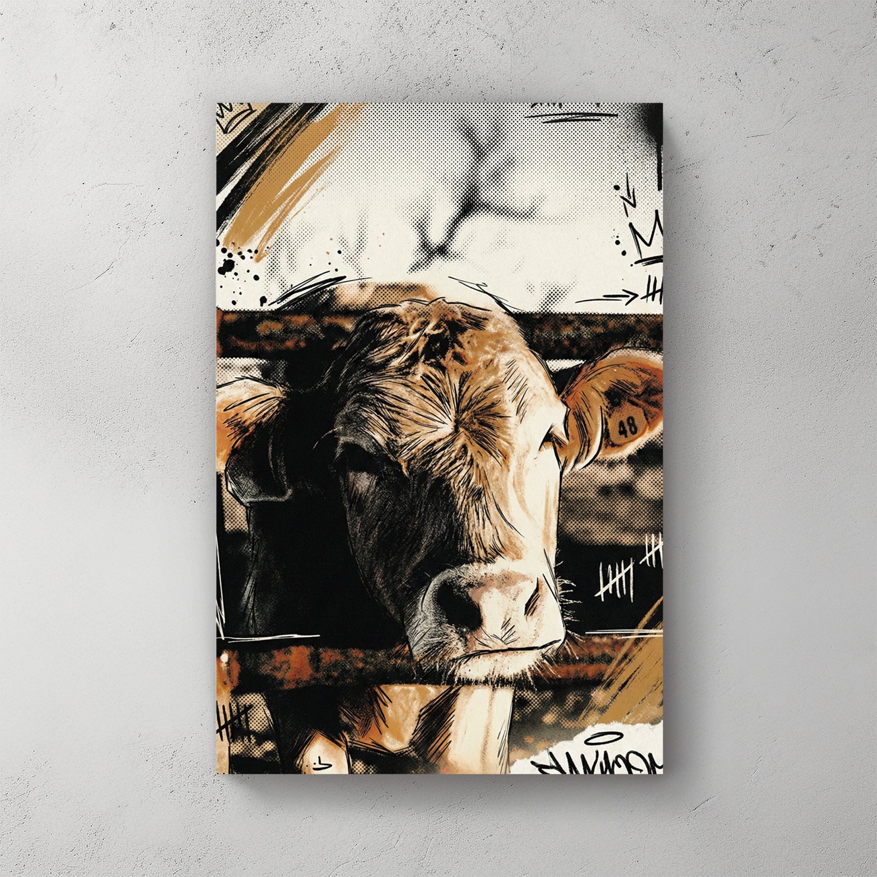 Cow portrait mixed media wall art print