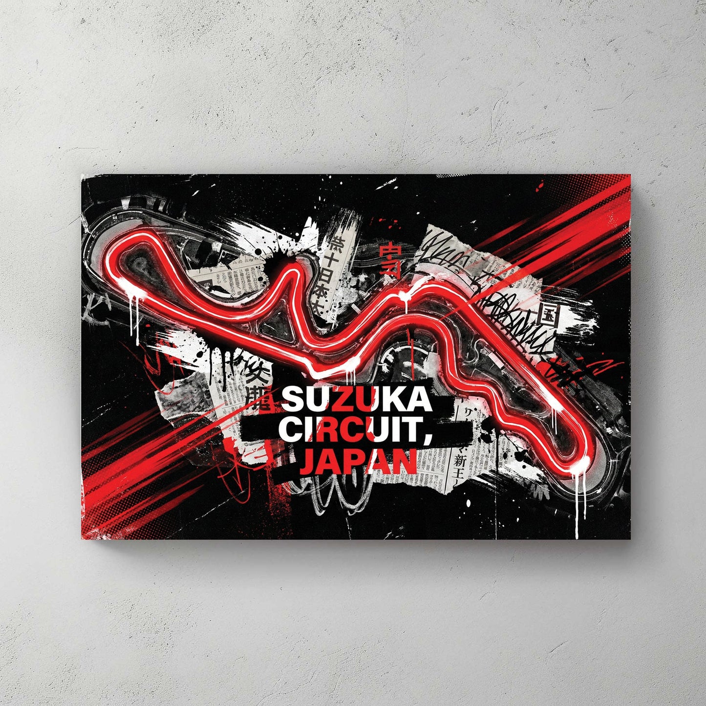 Suzuka circuit racing track neon wall art print