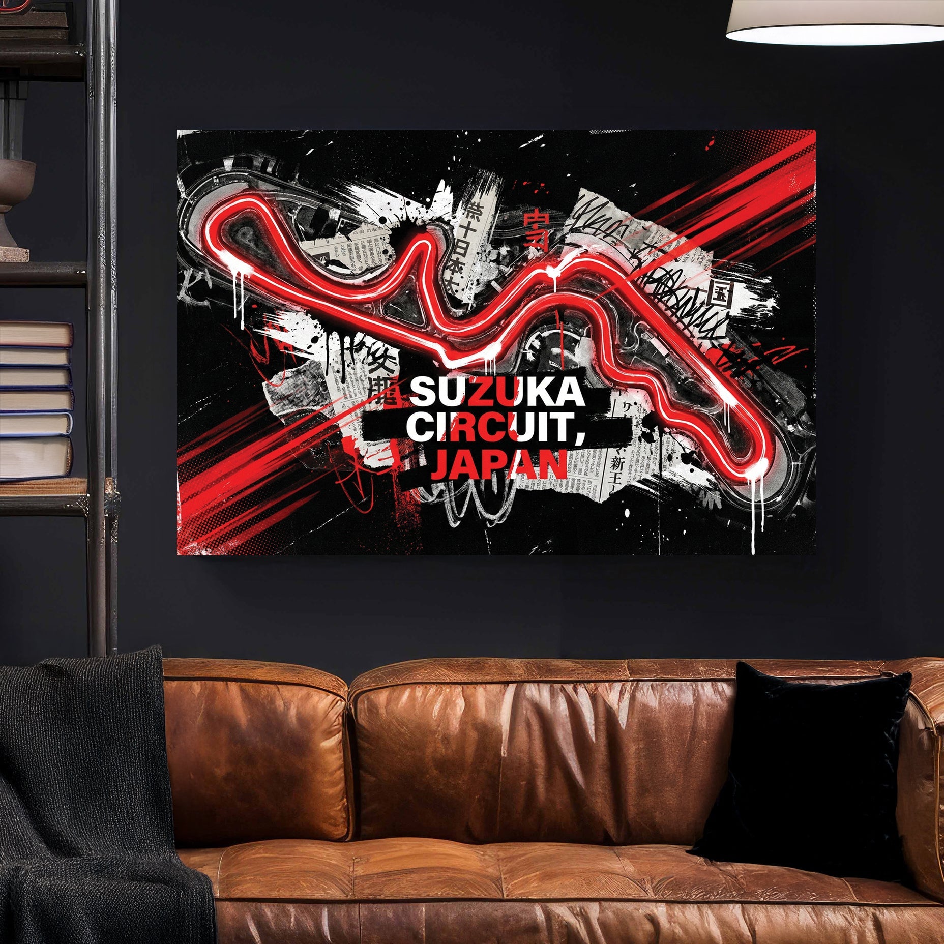 Suzuka circuit racing track neon wall art print