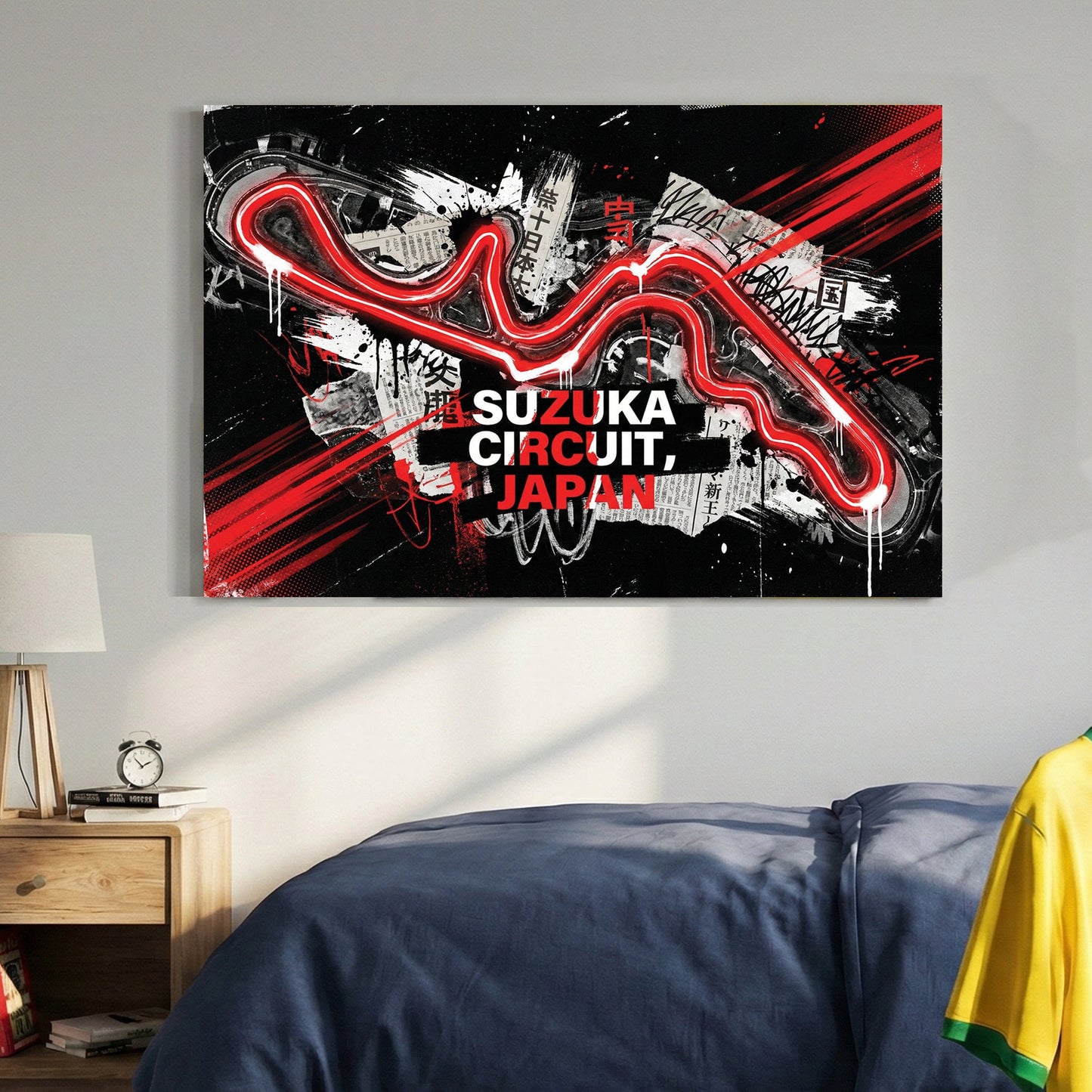 Suzuka circuit racing track neon wall art print