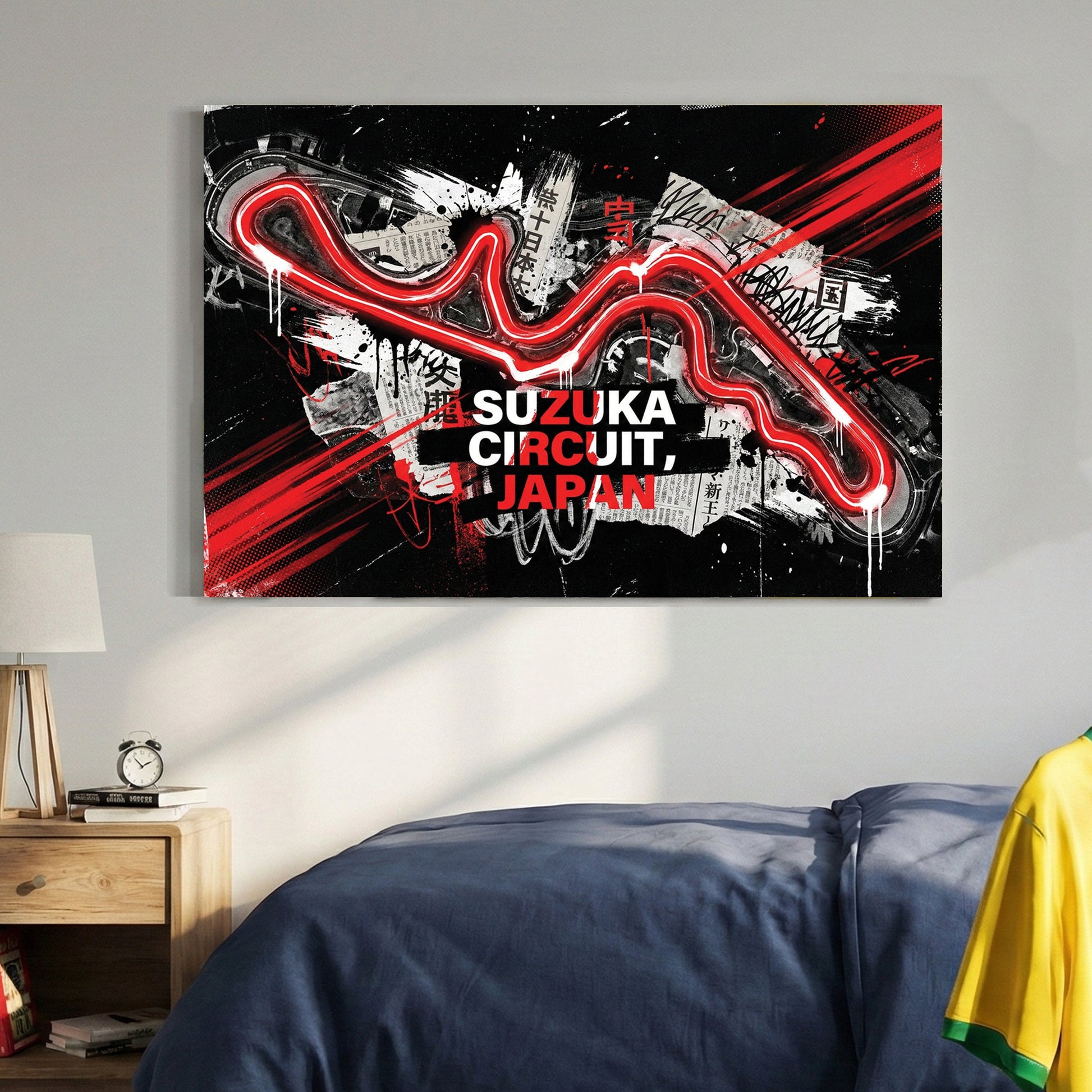 Suzuka circuit racing track neon wall art print
