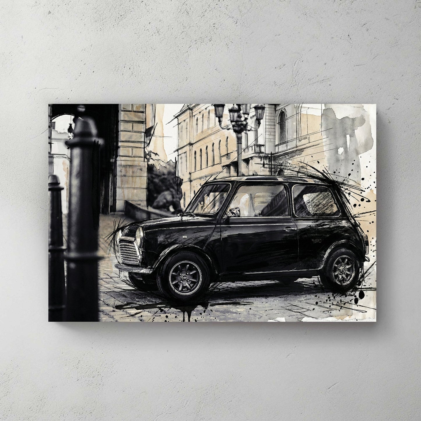 British MINI watercolour sketch wall art print
