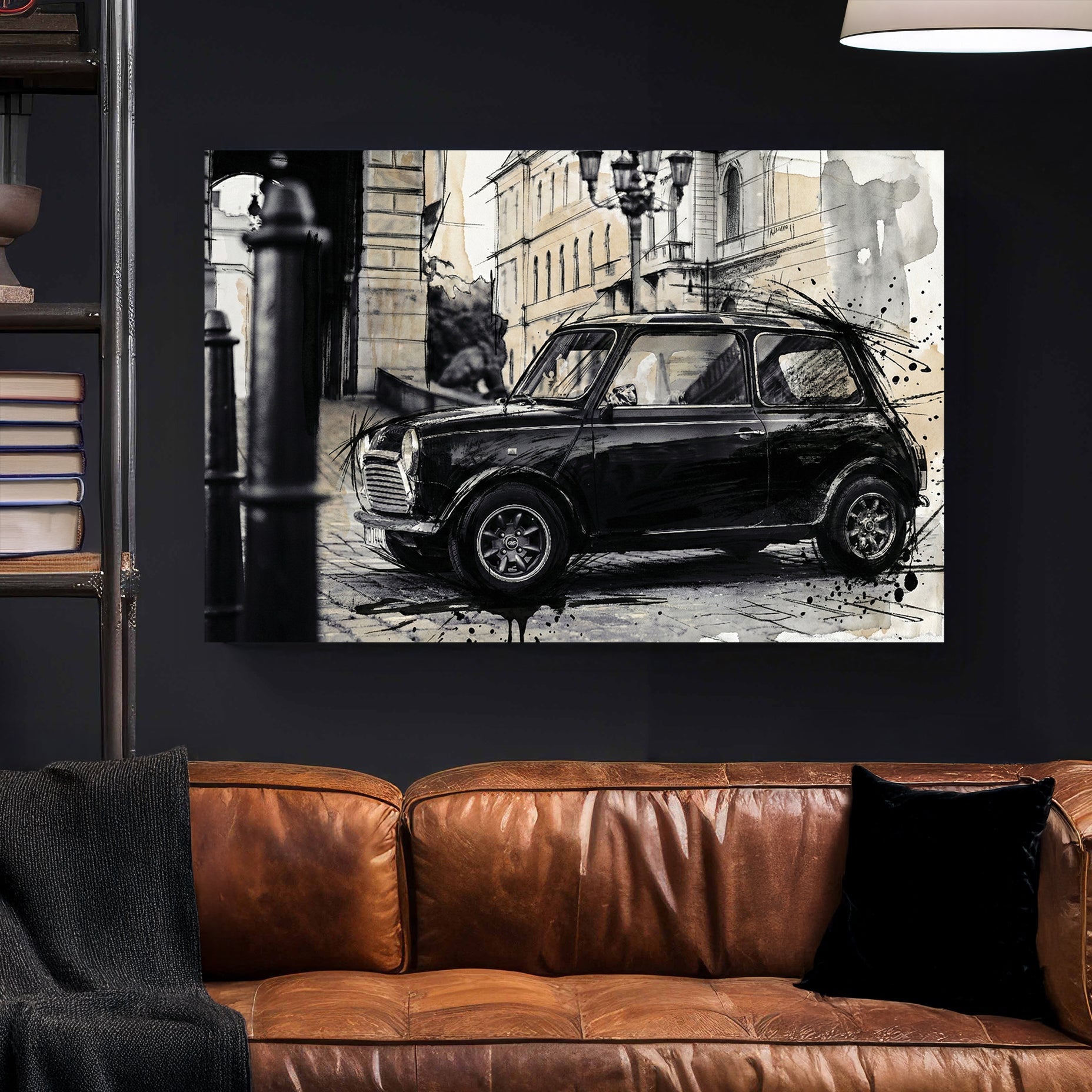 British MINI watercolour sketch wall art print