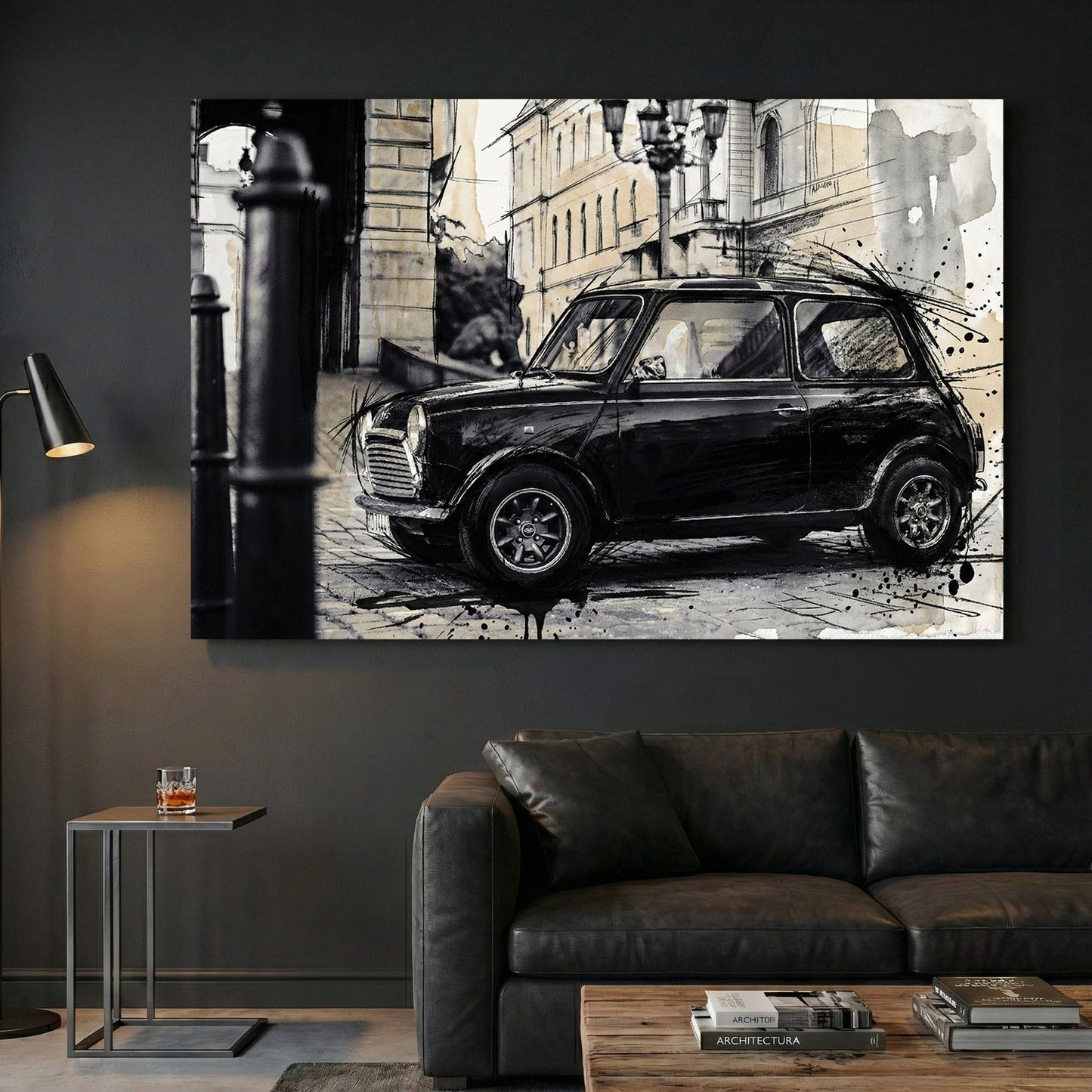 British MINI watercolour sketch wall art print