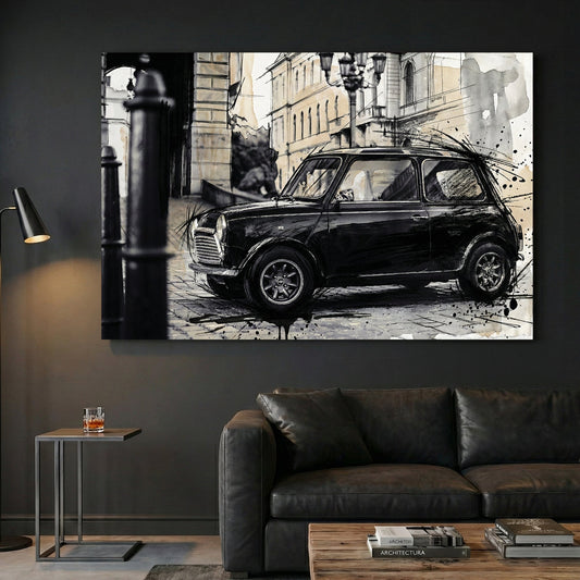 British MINI watercolour sketch wall art print