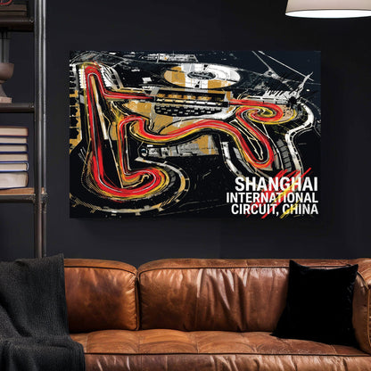 Shanghai circuit racing track neon wall art print