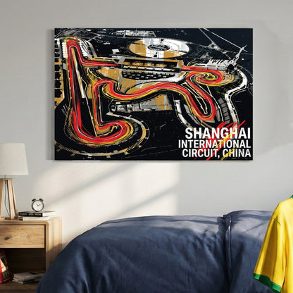 Shanghai circuit racing track neon wall art print