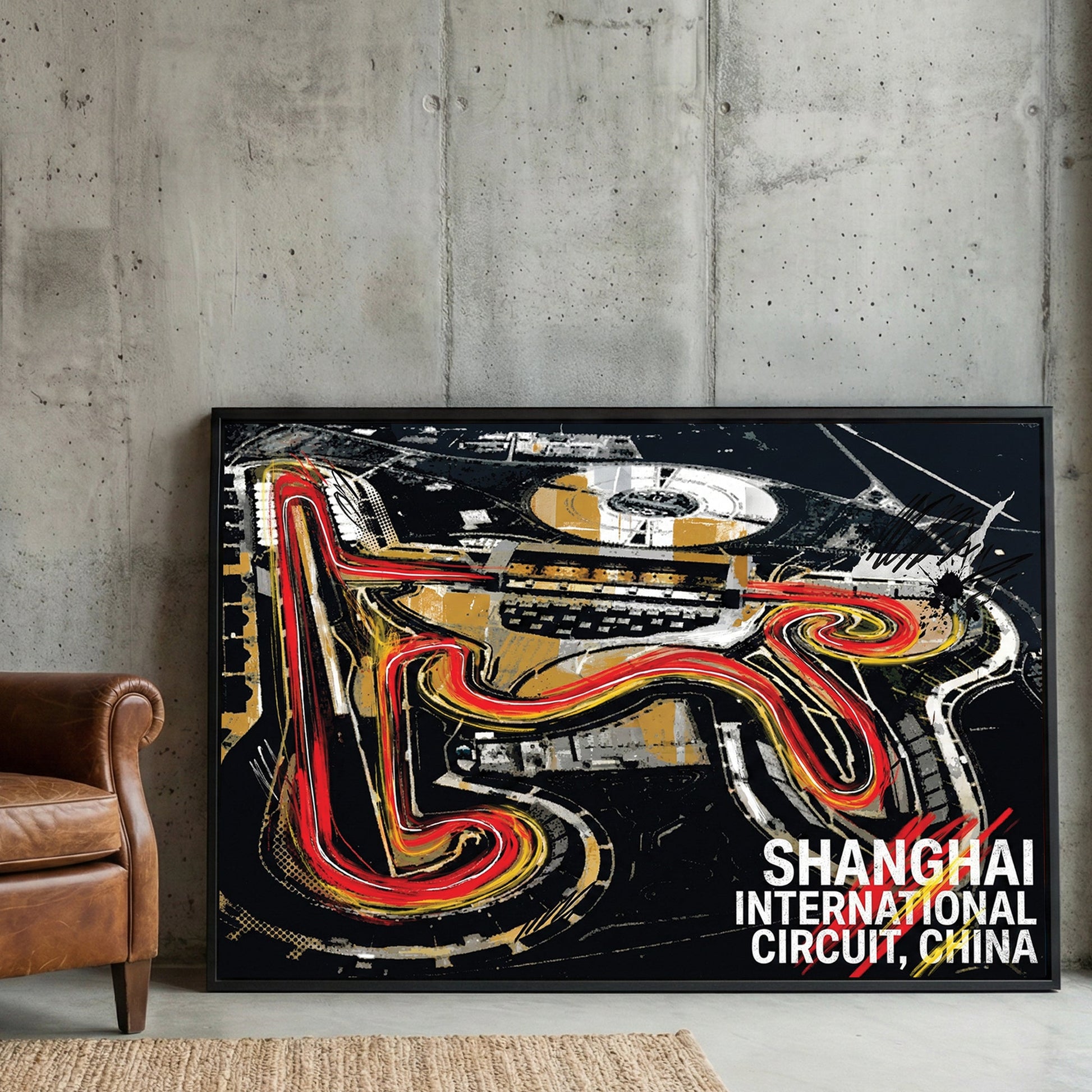 Shanghai circuit racing track neon wall art print