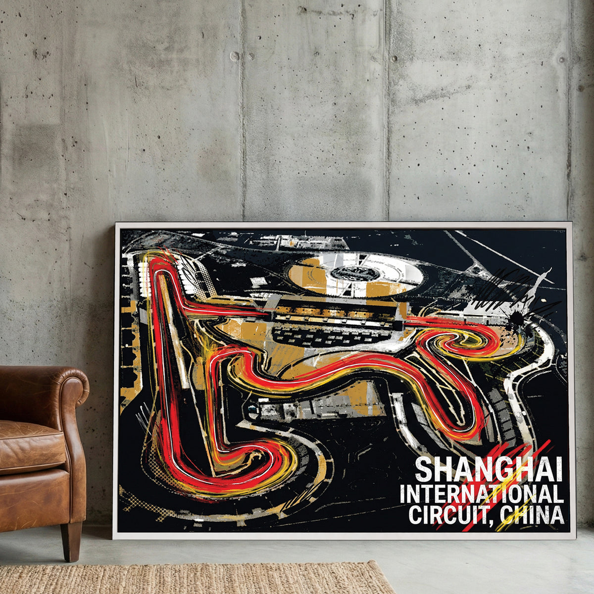 Shanghai circuit racing track neon wall art print