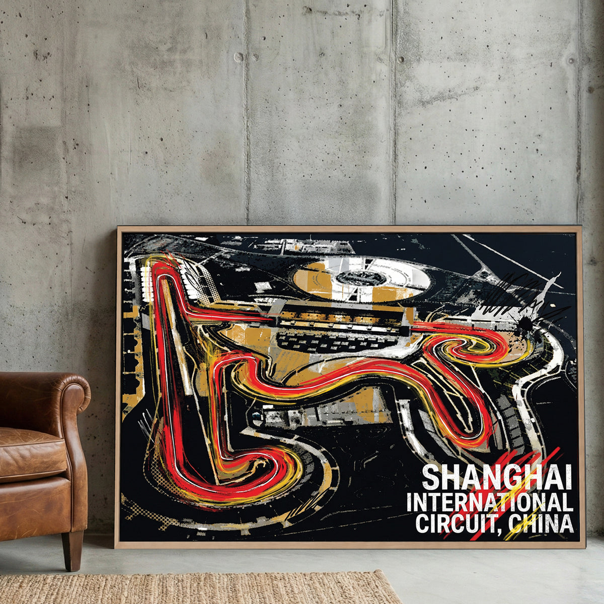 Shanghai circuit racing track neon wall art print