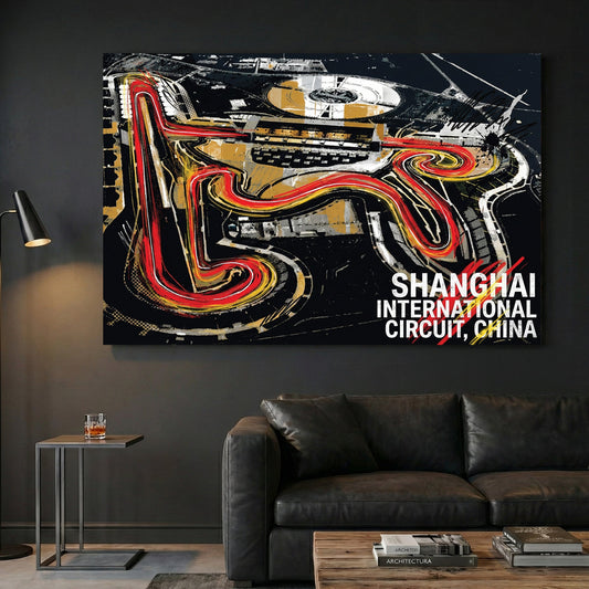 Shanghai circuit racing track neon wall art print