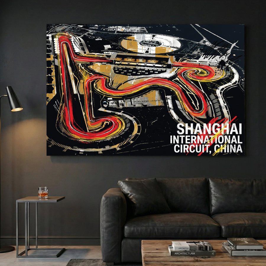 Shanghai circuit racing track neon wall art print