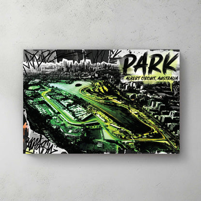 Albert Park circuit racing track neon wall art print